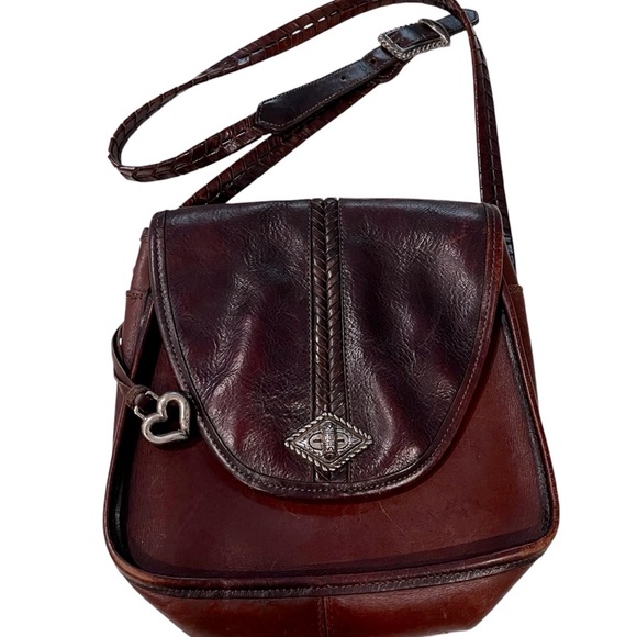 Brighton Brown Leather Braided Adjustable Strap Crossbody Bag - Picture 1 of 13